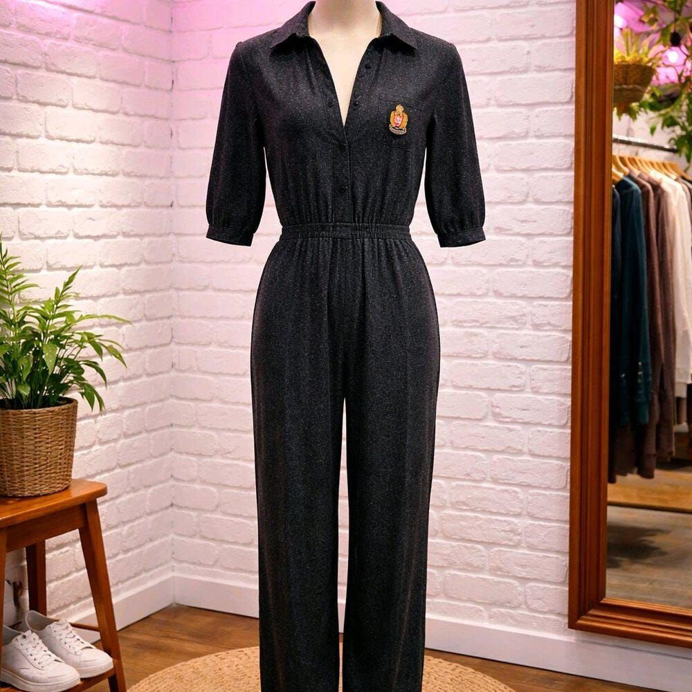 VINTAGE CA Sport Rousso Womans Apparel Dark Gray Jumpsuit SZ L